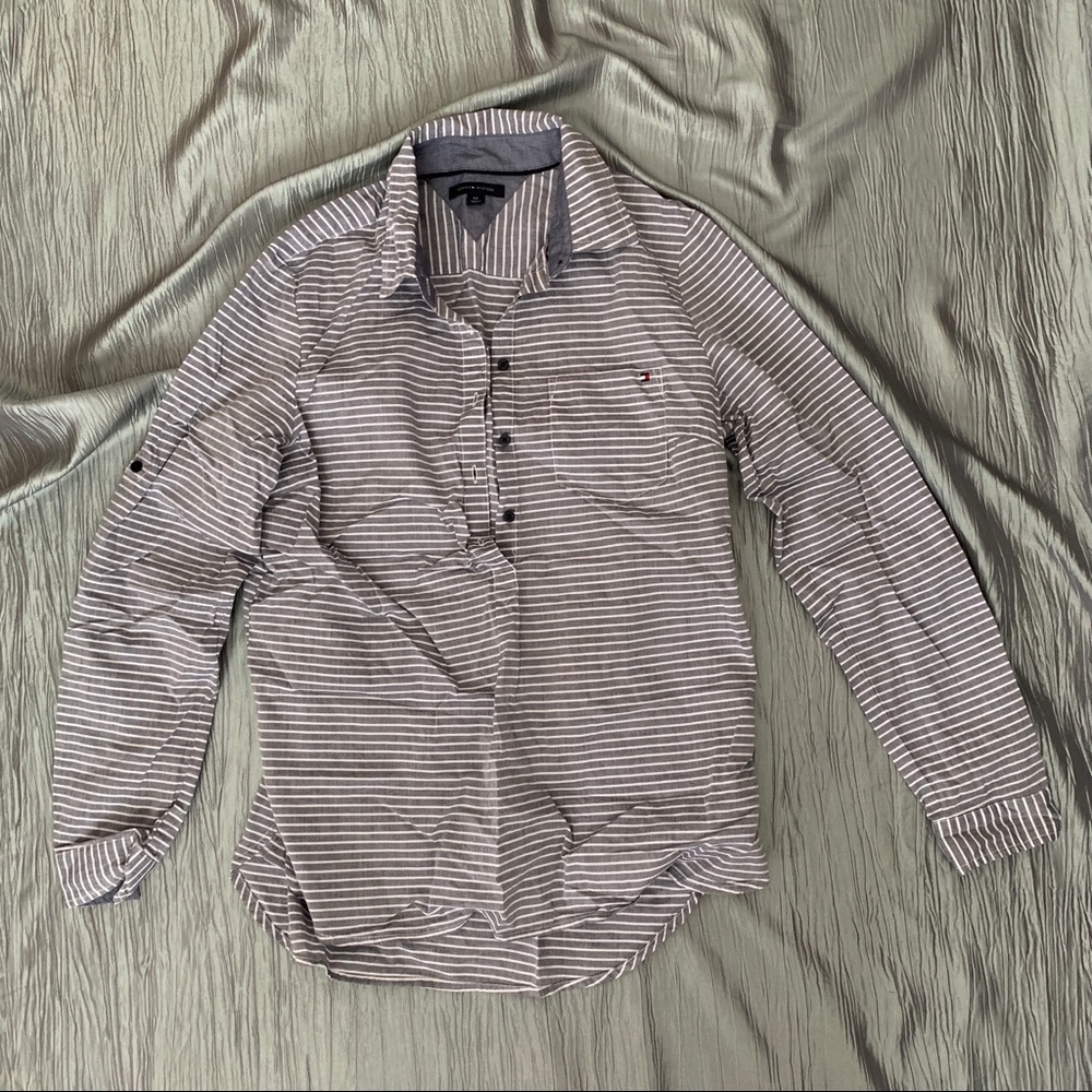 Tommy Hilfiger Striped Half-Button Blouse